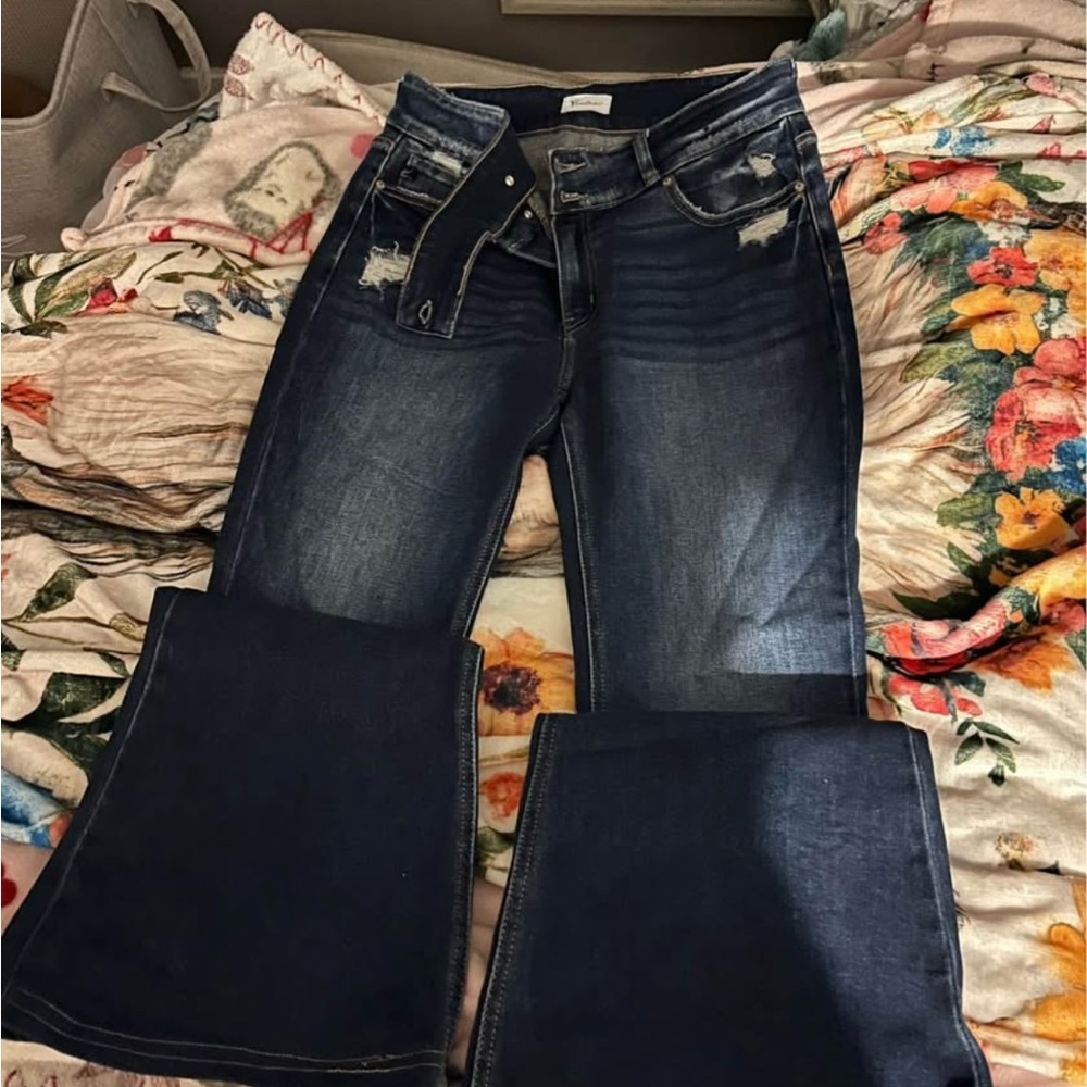 Kan Can Dark Blue Flare Jeans